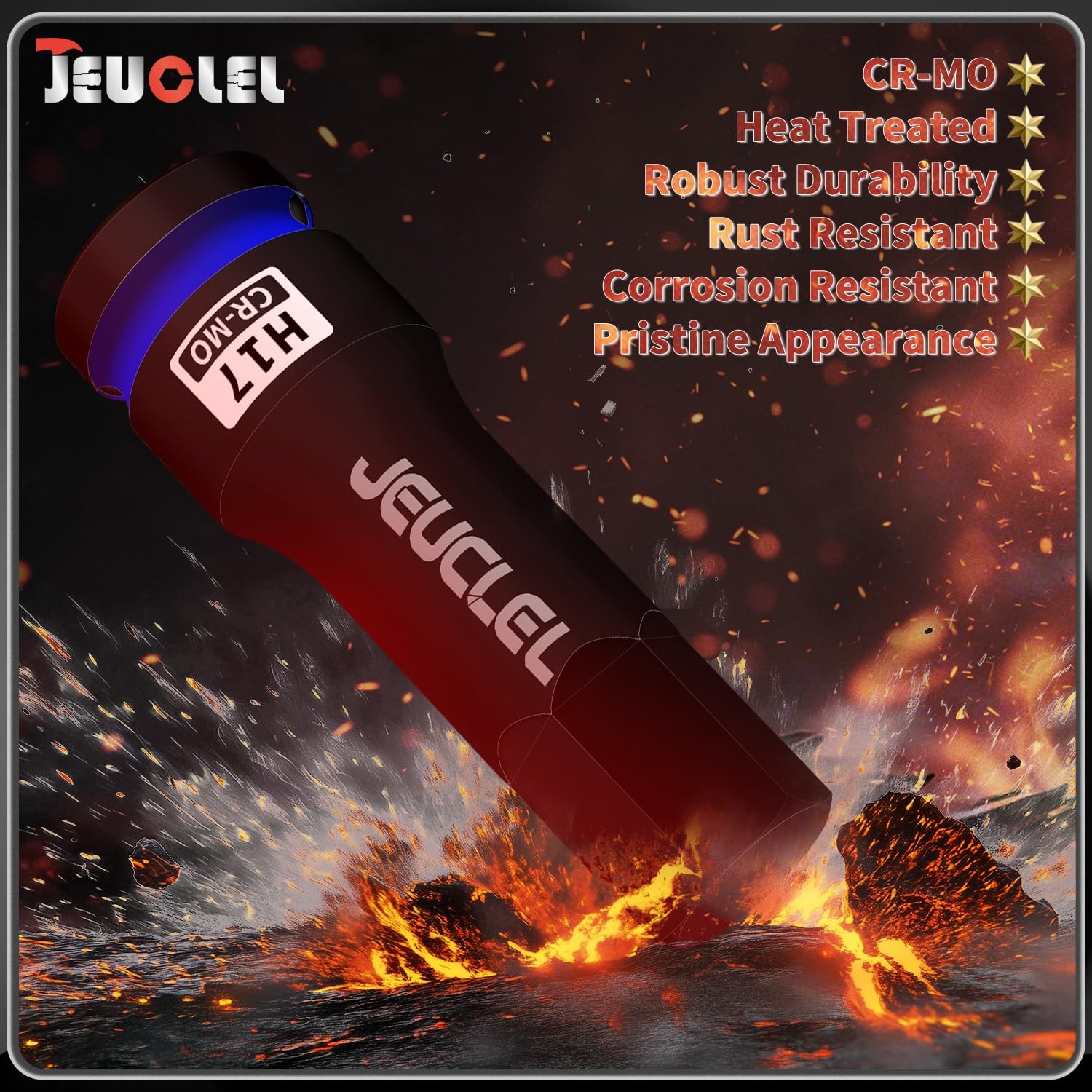 JEUCLEL 17mm Hex Impact Bit Socket, H17 1/2-Inch Drive 1PC | 17MM