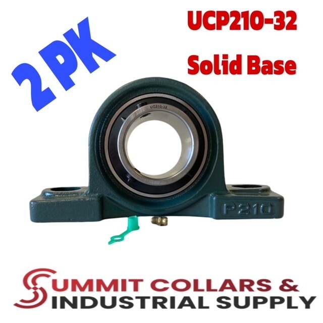 (2) UCP210-32 Solid Base Pillow Block Bearing 2″ Bore Self Aligning 2 Bolt