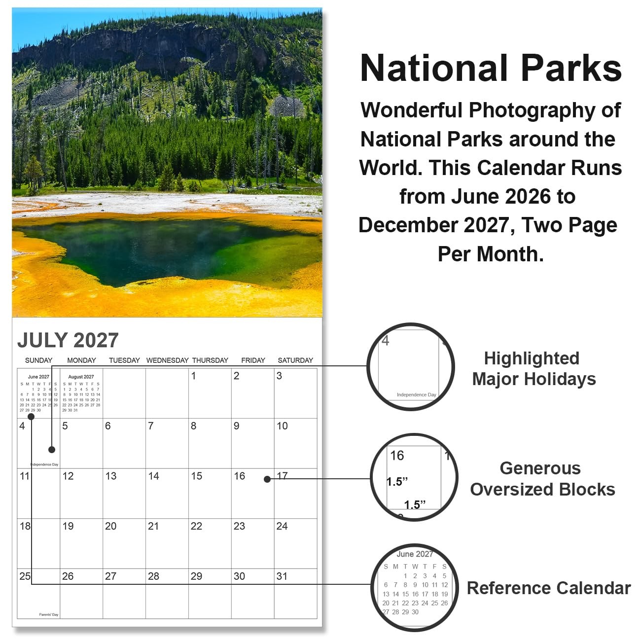 2026-2027 Calendar for Wall, 12″ x 12″, A-National Parks