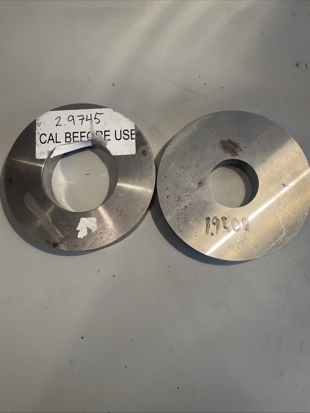 (2) Master Bore Gage Setting Rings Standards 1.9500 And 2.9745