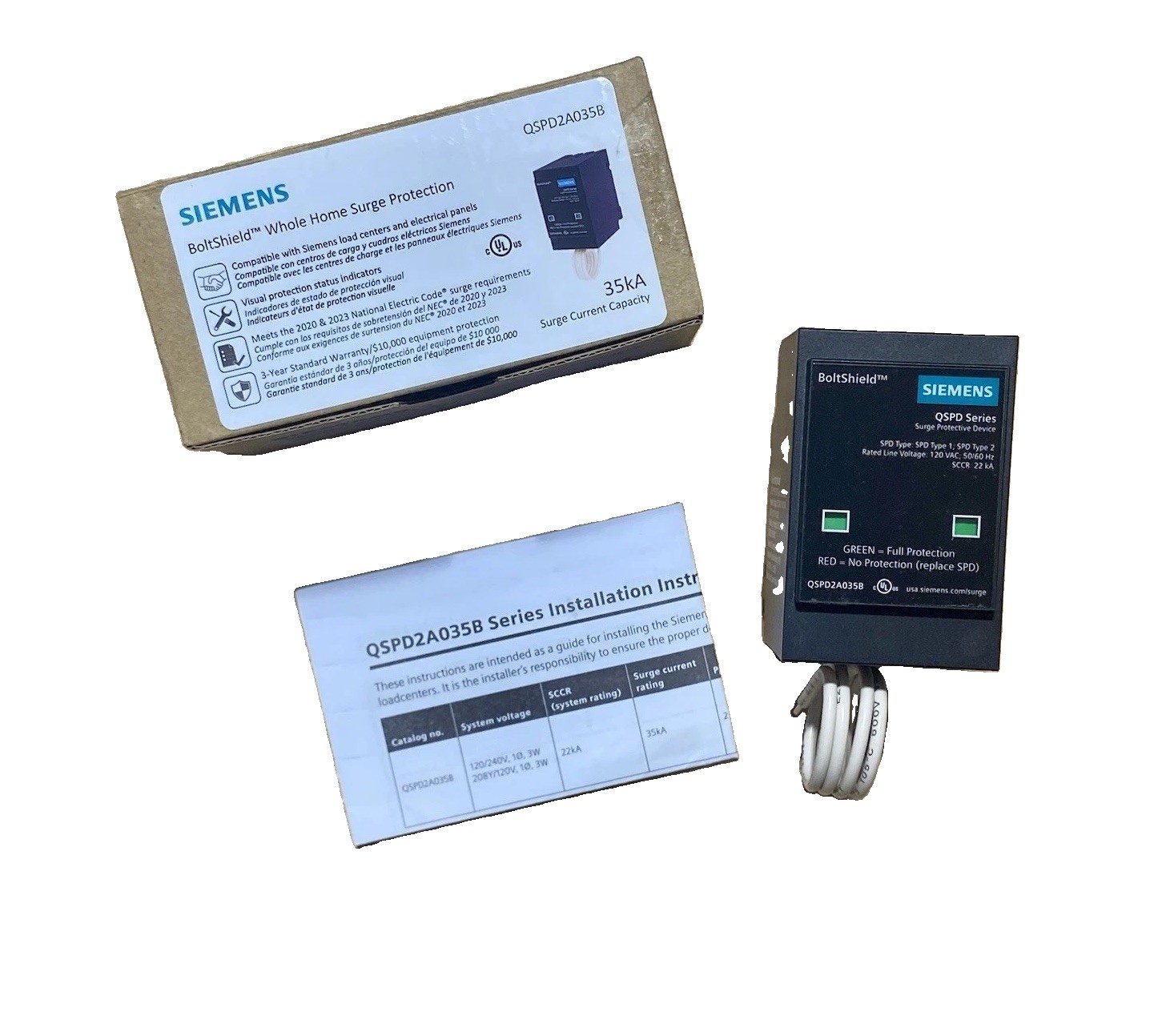 Siemens Boltshield 2-Pole Plug-in Surge Protection Device (QSPD2A035B)