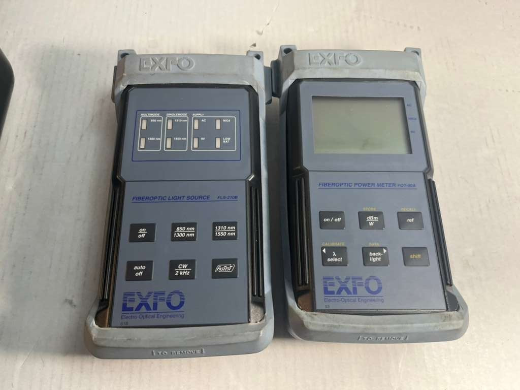 EXFO FOT-90A, FLS-210B Fiberoptic Power Meter Optical Power Test Set S-4358/G
