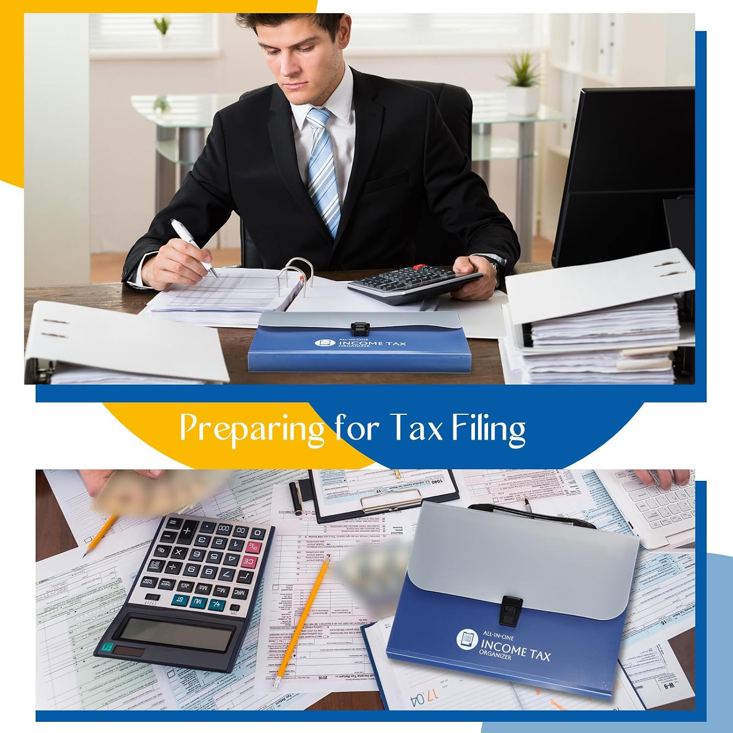 1 Set Tax Record Organizer All in One Income Tax Document Organizer 13 Pockets E