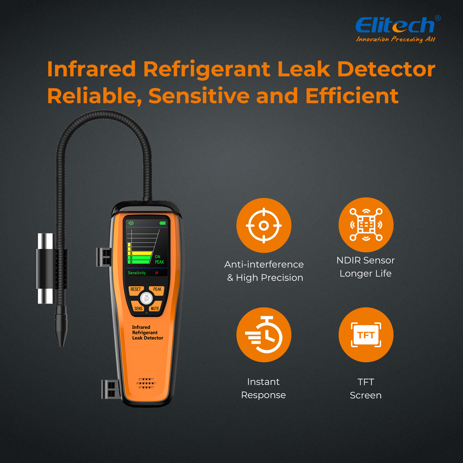 Elitech ILD-200 Advanced Refrigerant Leak Detector HVAC Tester NDIR Sensor Freon