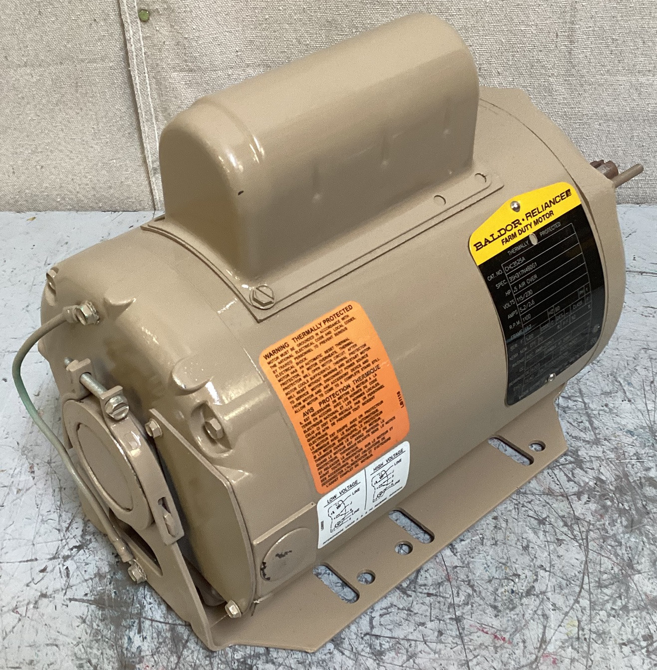 BALDOR ELECTRIC CHC3525A General Purpose Motor 1/2 hp 60Hz 115V/230V