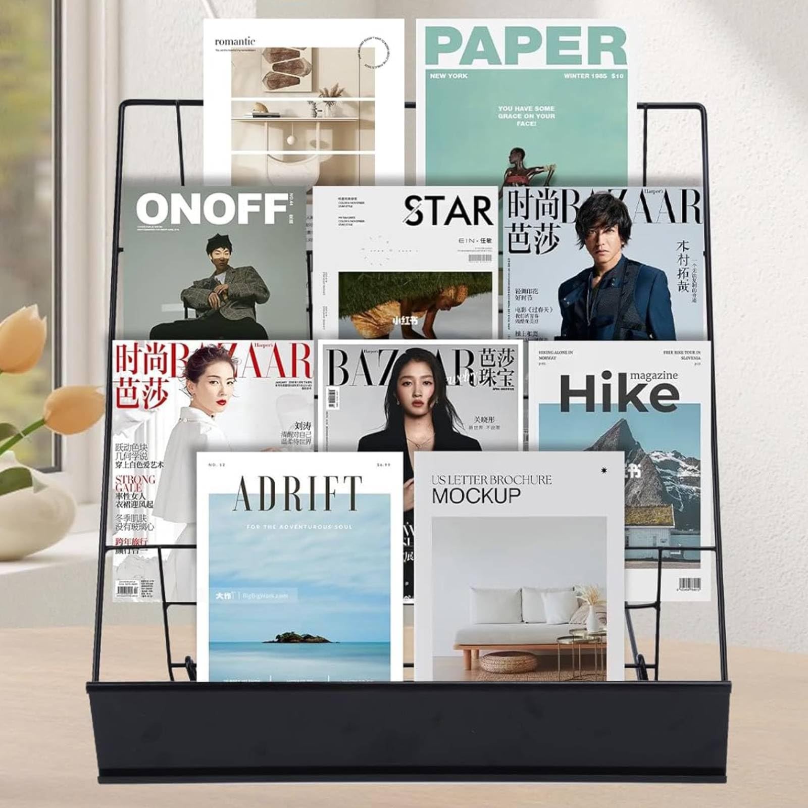 4-Tier Tabletop Book Display Rack, Magazine and CD Holder, 16.14 x 17.95 x 17…