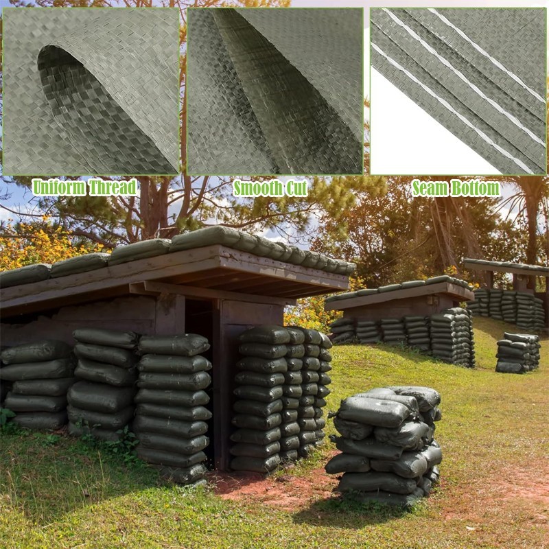Green polyethylene sandbags 16 x 24in，for flood control/construction sites-30pcs