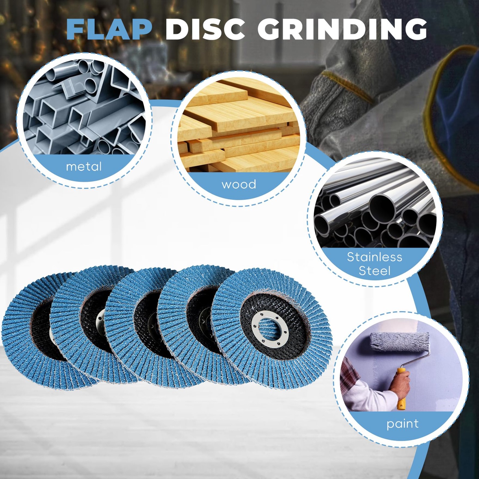 waltyotur 100-Pack Flap Discs Grinding Wheel 40 Grit, 4-1/2 x 7/8 40 Grit