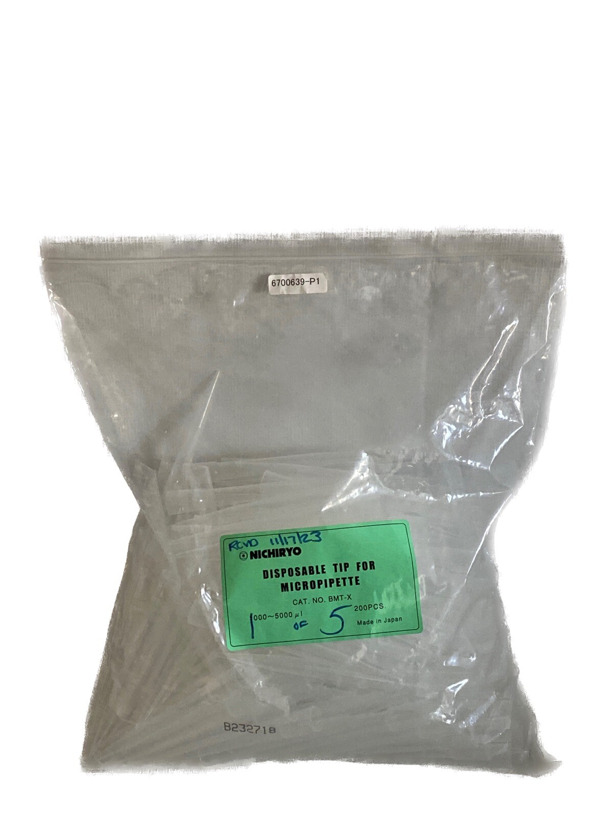 (200/Pk) NICHIRYO 5mL PP Micropoint Graduated Pipette Tips BMT-X