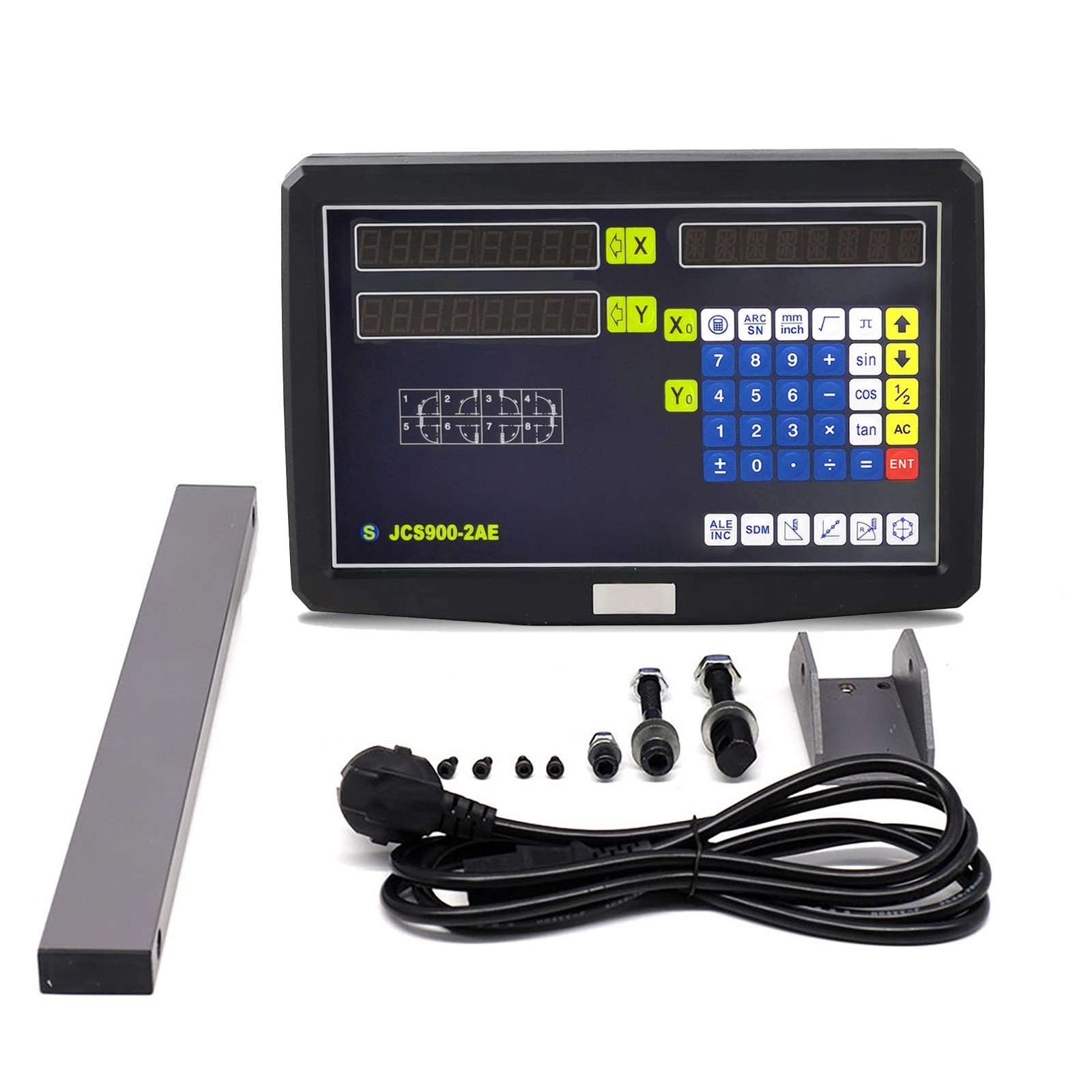 2 Axis Digital Readout+ Scale Kit For Milling Lathe Machine + Precision Linear