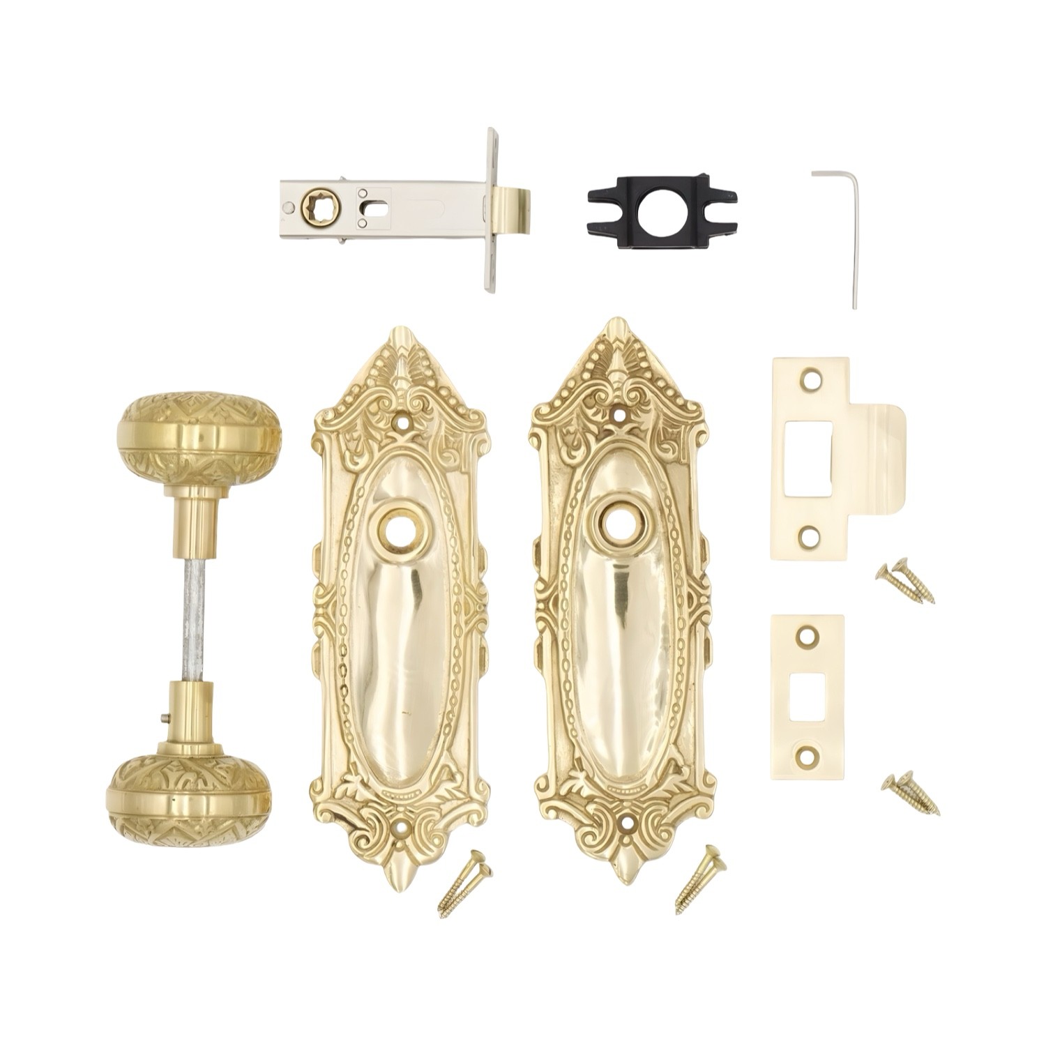 The Milford Passage Set in Polished Brass – 5 Door Knob Choices