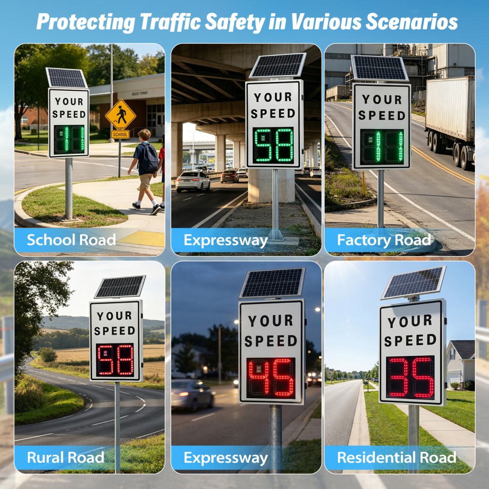 Solar Powered Radar Speed Sign 90*60cm Wireless Speed Display Waterproof IP65