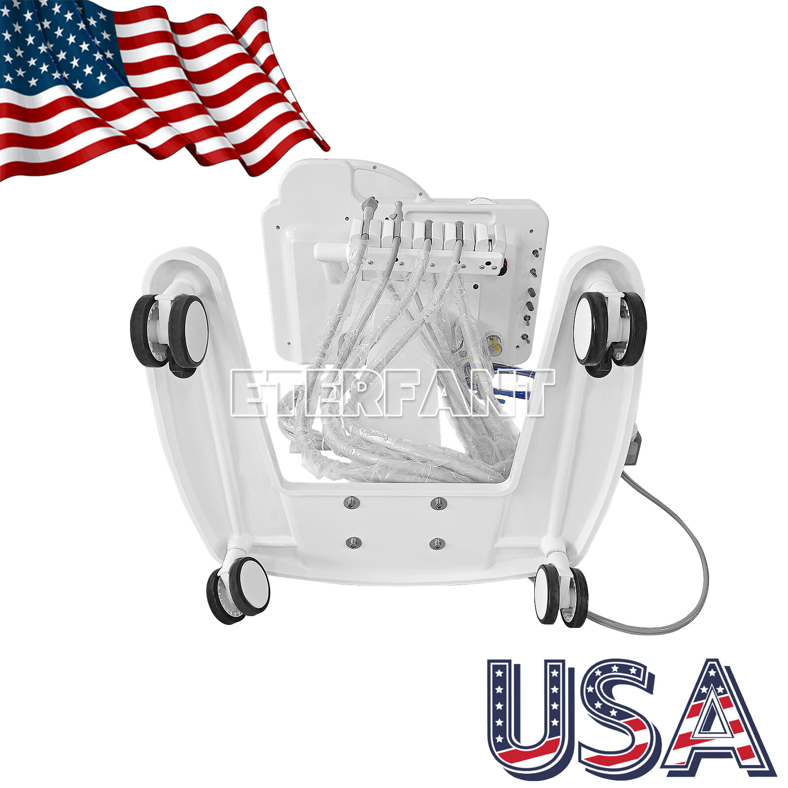 4Hole Dental Portable Mobile Delivery Unit System Cart Treatment Work Compressor