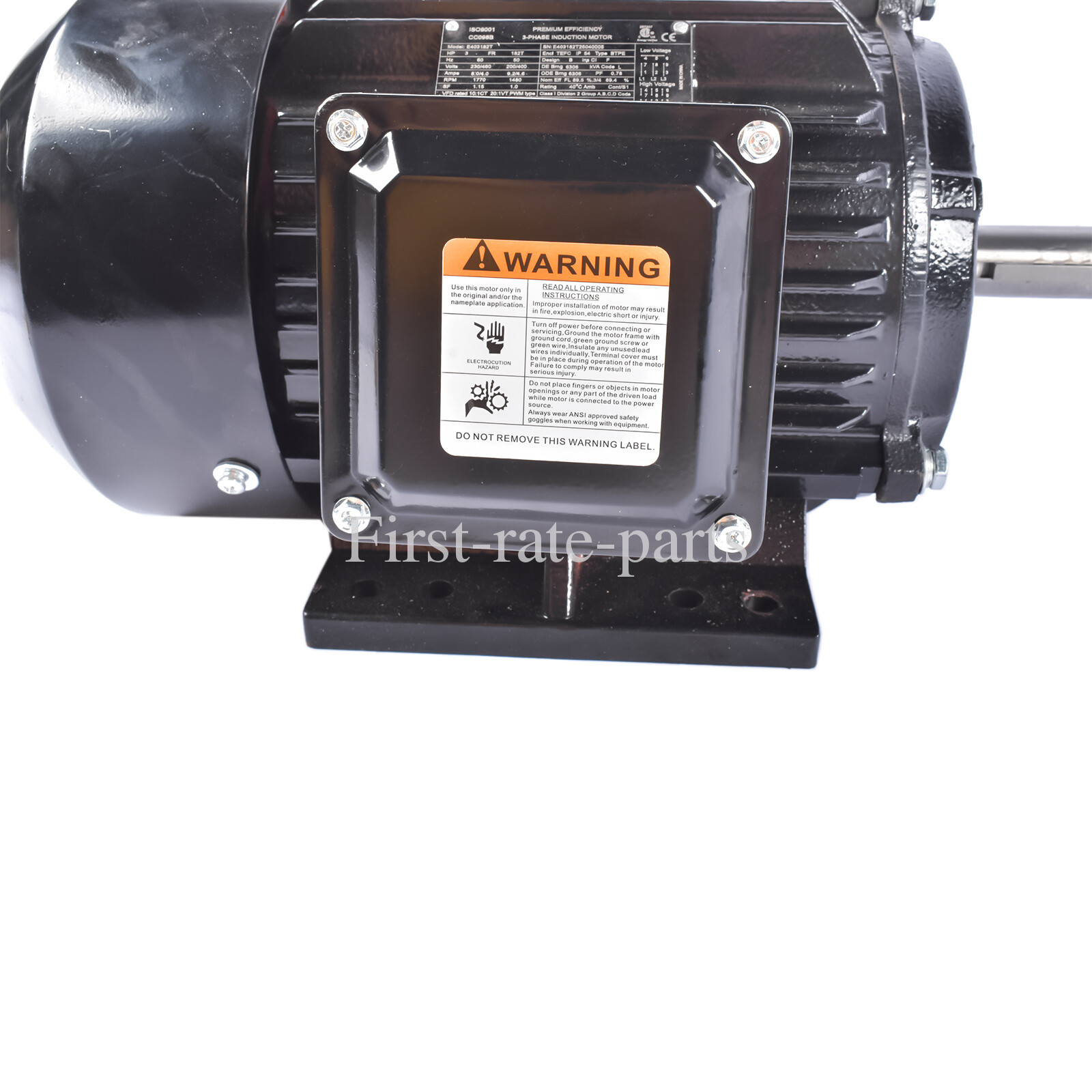 Electric Motor 3 Phase 3HP 1800 RPM 182T Frame 230/460 Volt 60 HZ TEFC Enclosure
