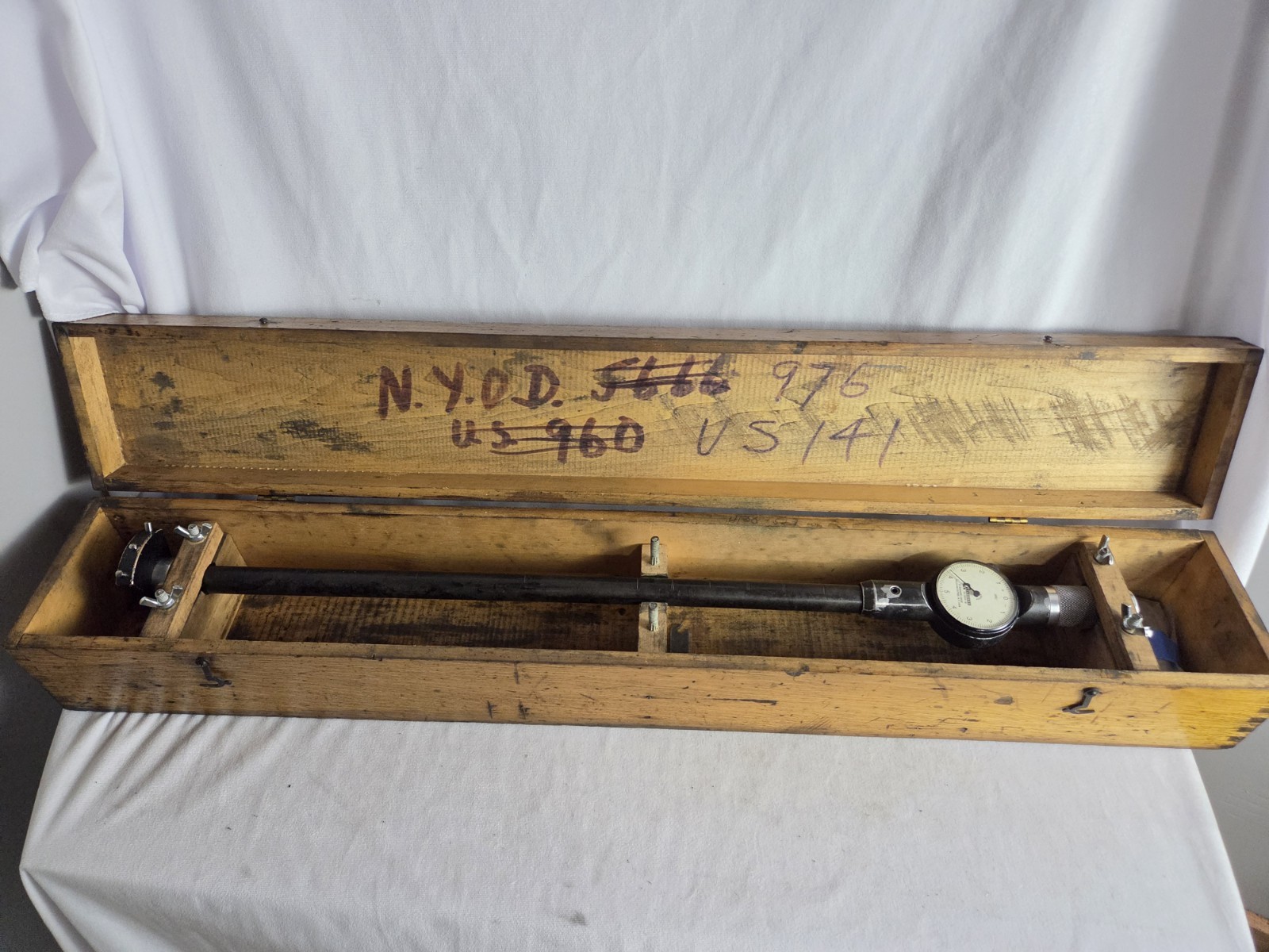 Standard Dial Bore Gage No. 5 Range 3.09″ – 8″ W/7 Extensions Wood Box Deep