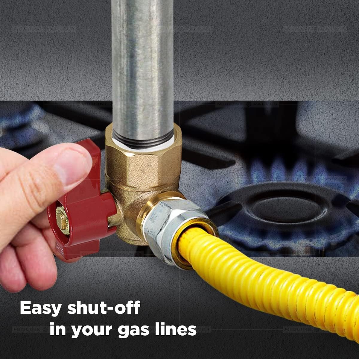 5/8 Inch Angle Gas Ball Valve, Brass, Flare x FIP Connections