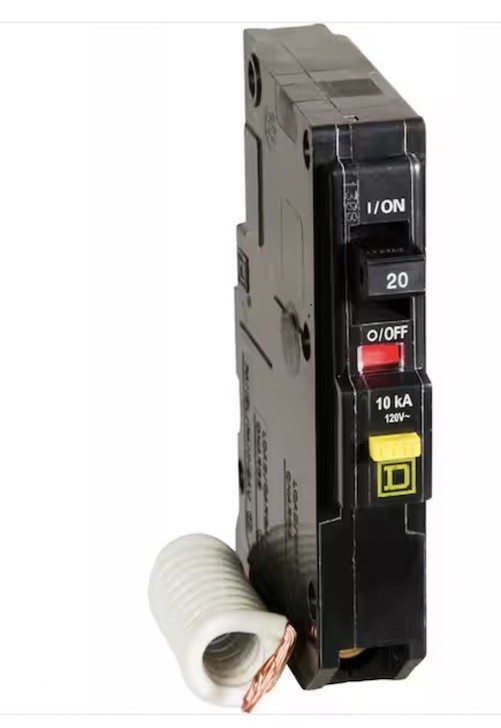 Square D QO120GFICP 20A 1-Pole 120V GFCI Circuit Breaker, Black