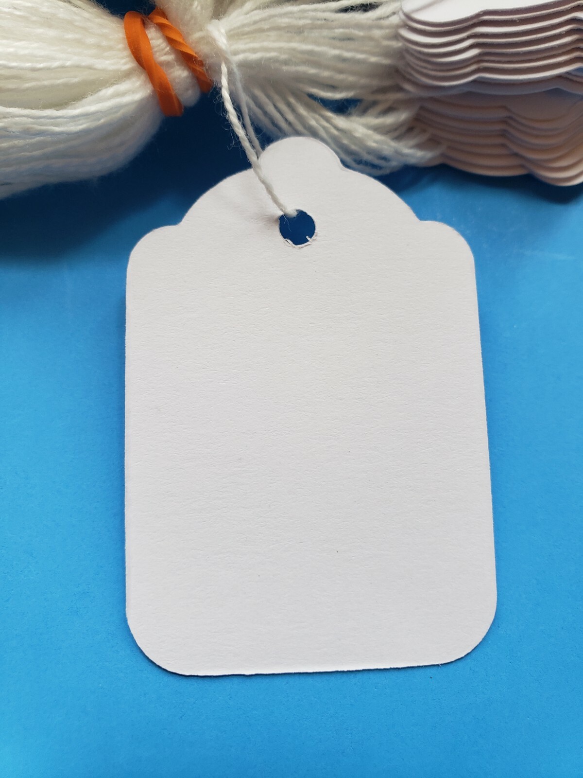 Blank White Merchandise Price Tags w/ String Jewelry Retail Strung 10-100-1000