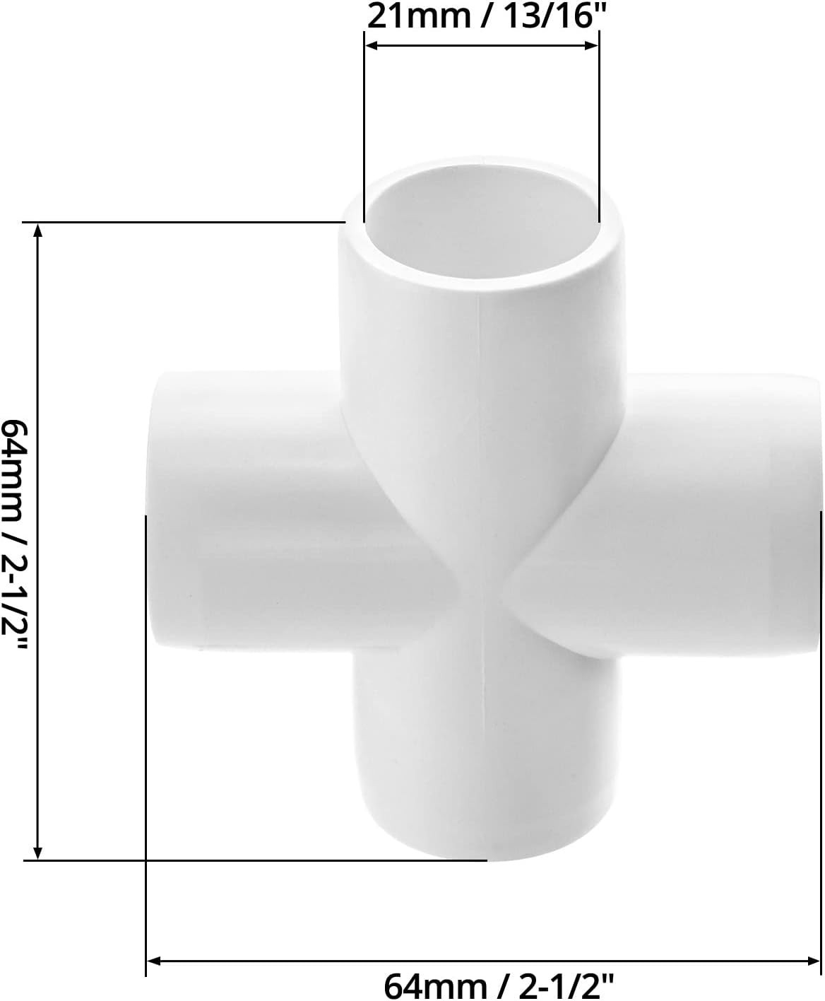 4-Way 1/2 Inch PVC Fitting – 10 Pack Furniture Grade Connectors for DIY Projects