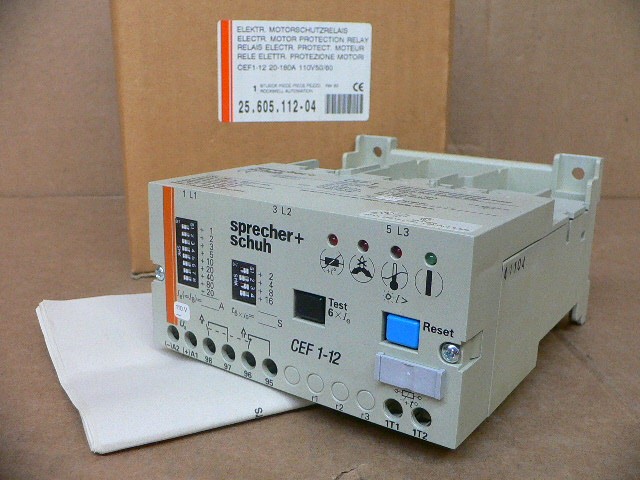 Sprecher + Schuh Cef1-12, 20-180A, 110V50/60 Motor Protection Relay