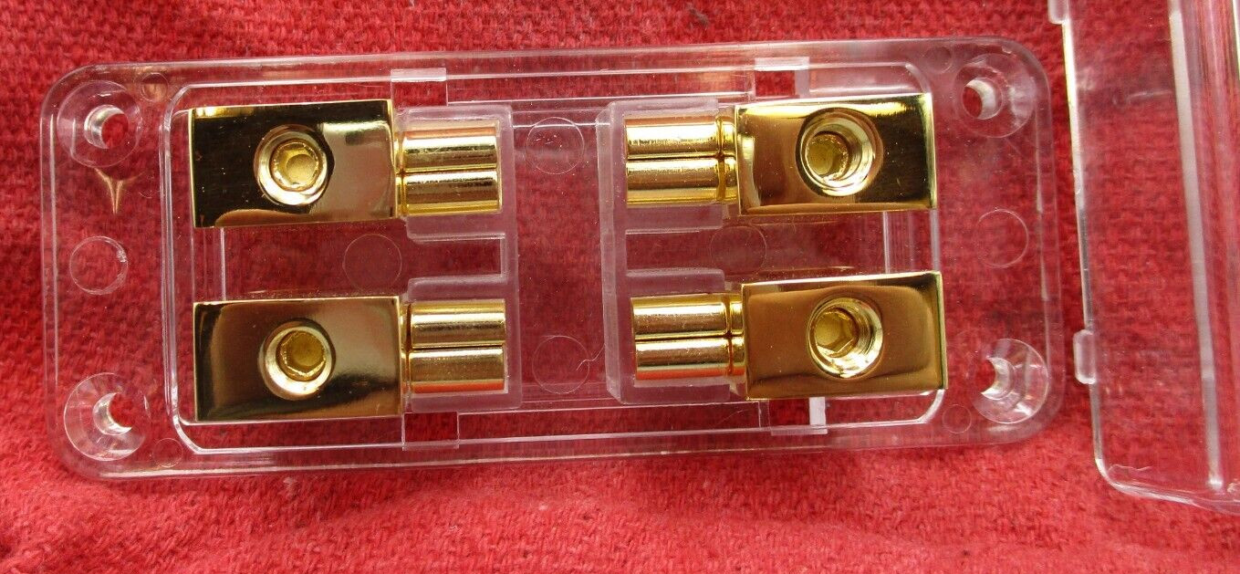 Double MAXI Blade Inline Fuse Holder GOLD PLATED 4 Gauge Independent Legs