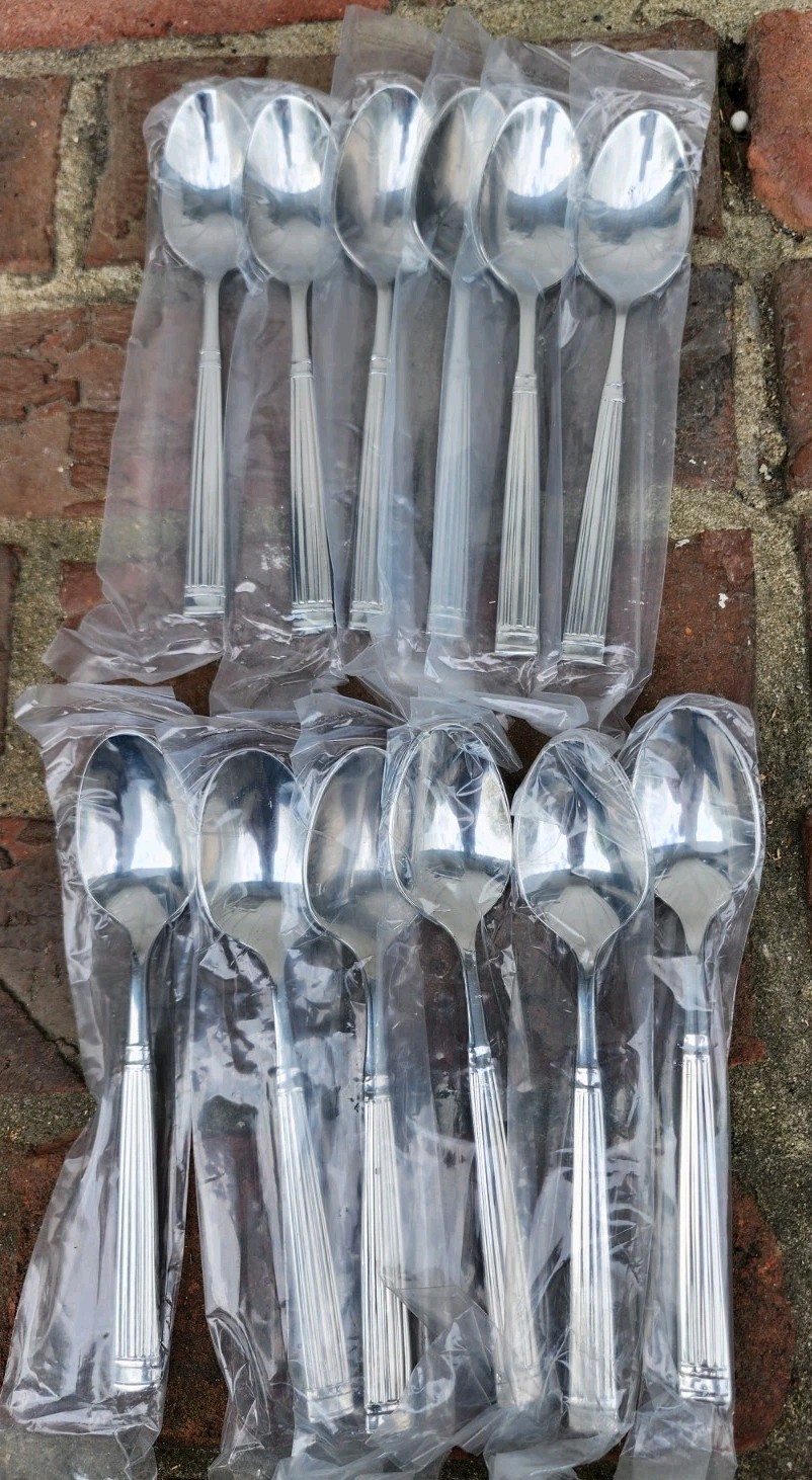 12 Pc Fortessa Doria 6″ 18/10 Stainless Steel Extra Heavy Weight Teaspoon, NEW!!