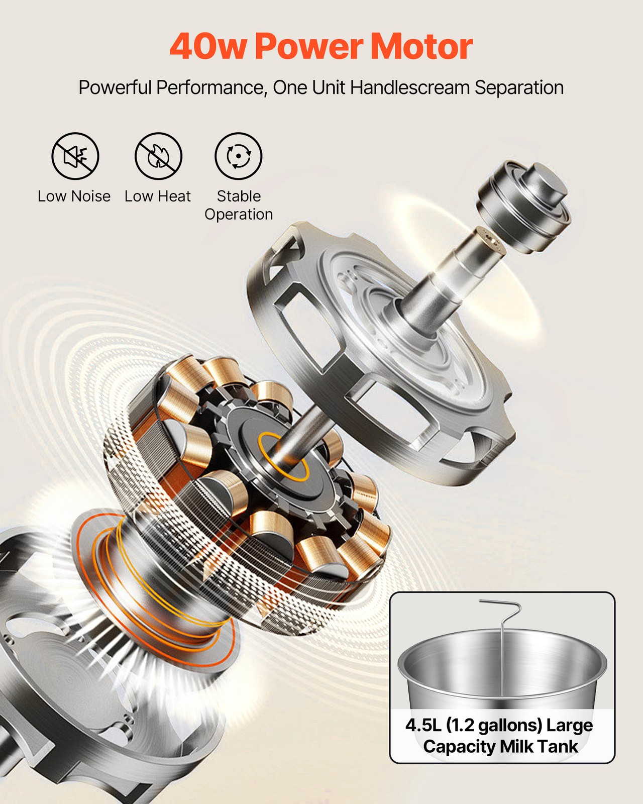 VEVOR Milk Cream Centrifugal Separator Electric Cream Separator 60L/H Output