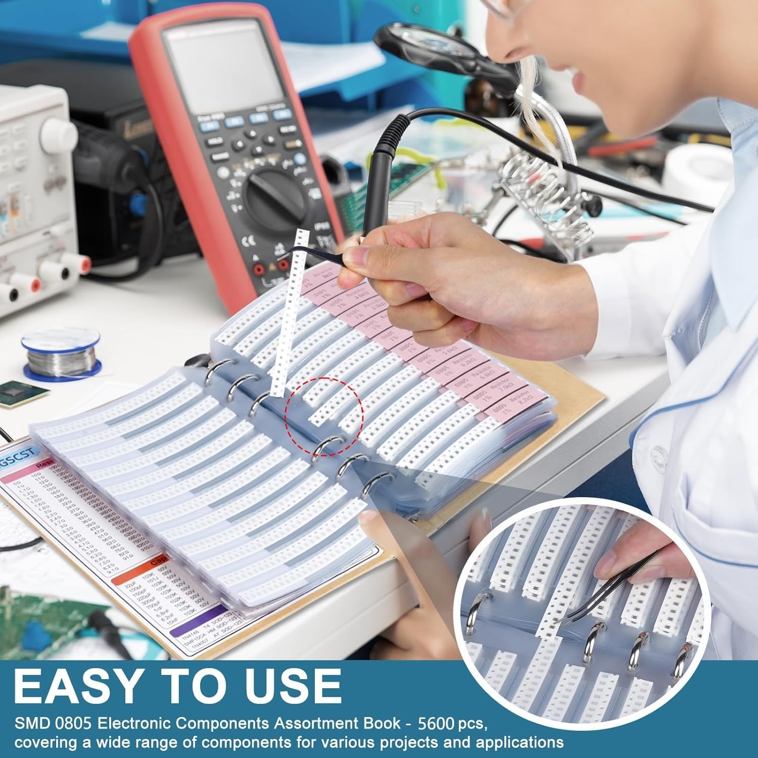 5600PCS 0805 SMD Resistor Kit from 0Ω to 10MΩ 1%, Electronics Component Assortme