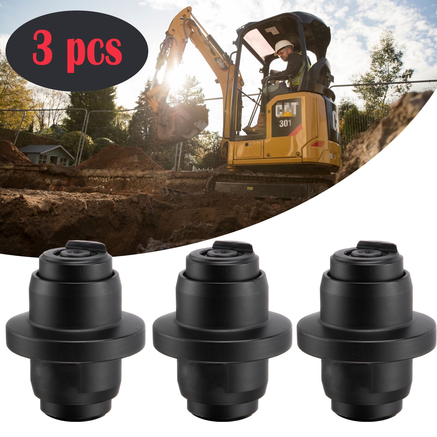 3pcs Track Roller Bottom Roller Fits Caterpillar CAT 301 Excavator Undercarriage