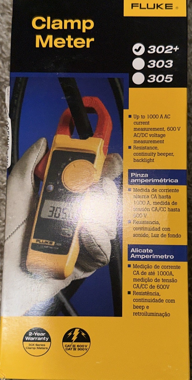 FLUKE Handheld 302+ Digital Clamp Meter Tester AC DC Volt Amp Multimeter