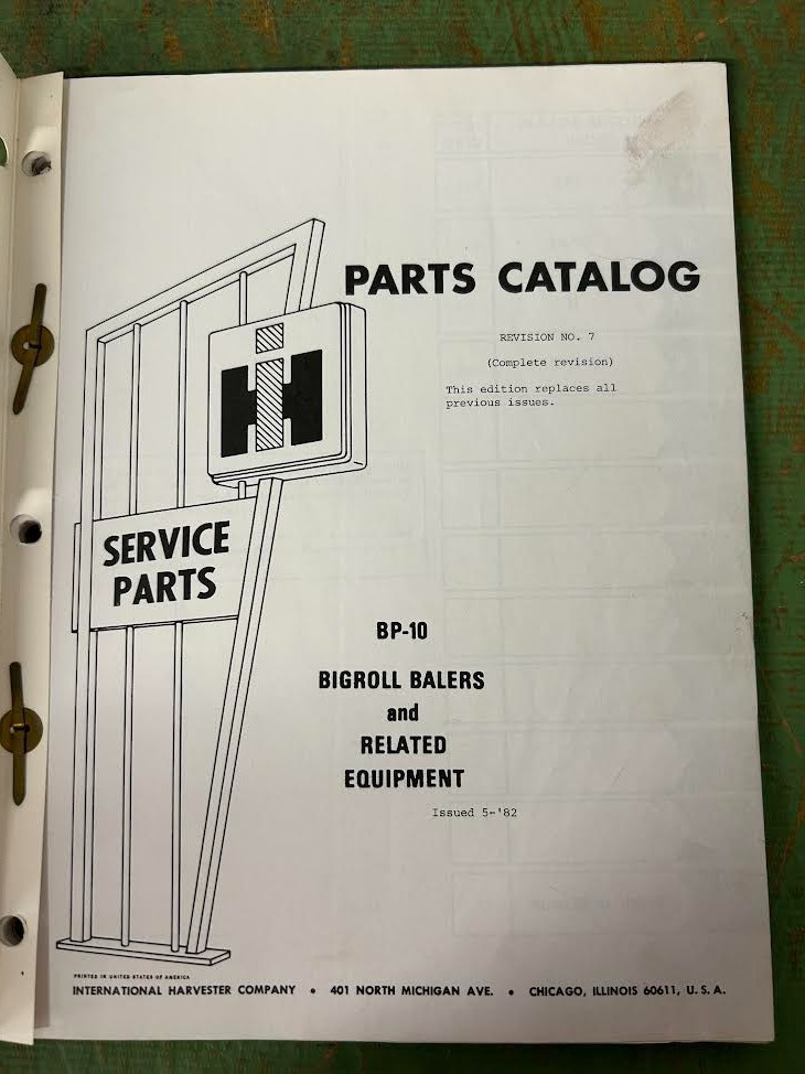 1982 International Parts Catalog – BP-10 Bigroll Balers and Related Equipment