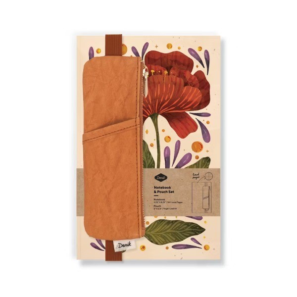 240pg Blank Notebook 8.25"x5.75" Burgundy Bloom with Carmel Crinkle