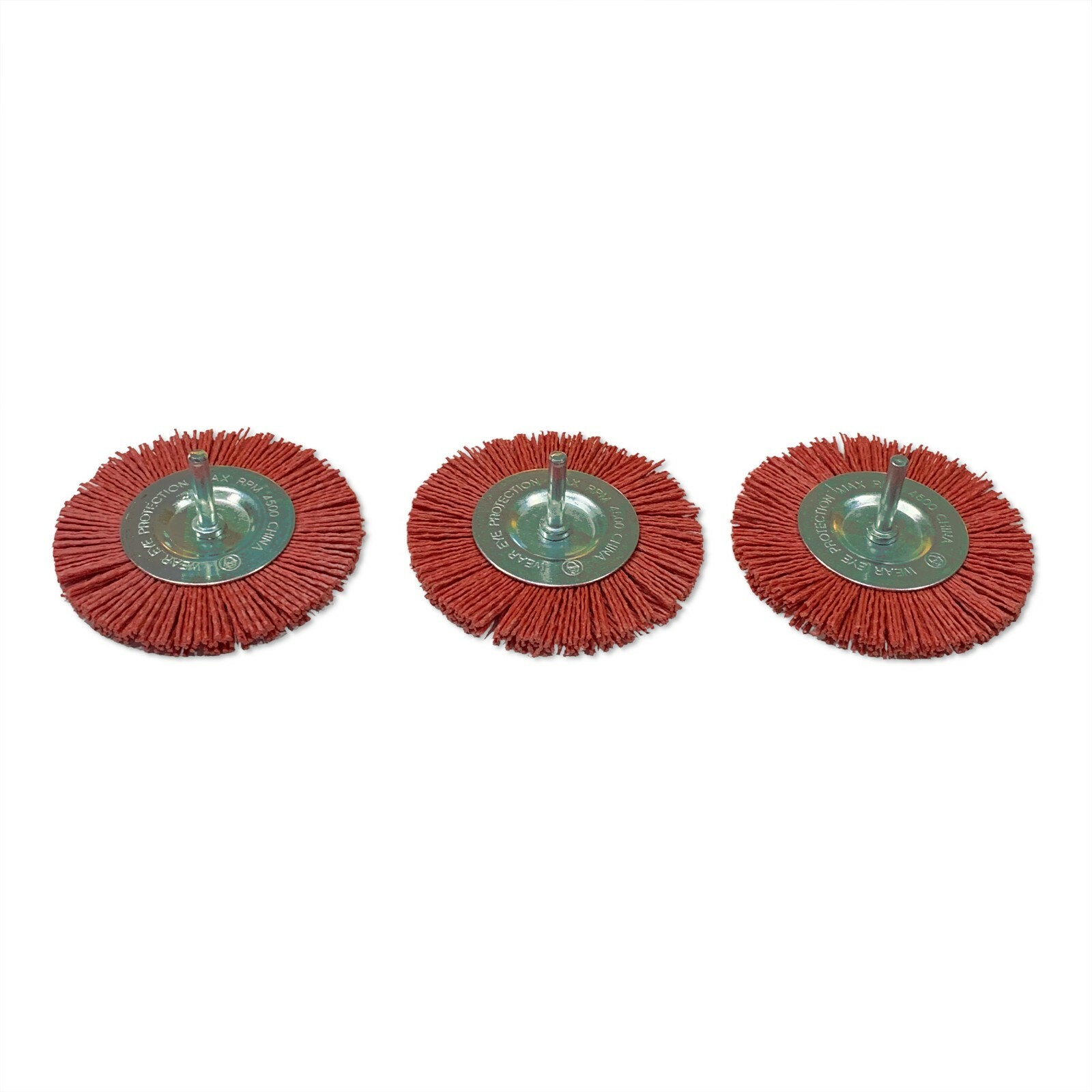 4″ Nylon Flat Brush 1/4″ Shank Coarse 3 Pack Abrasive Drill Brush Wheel