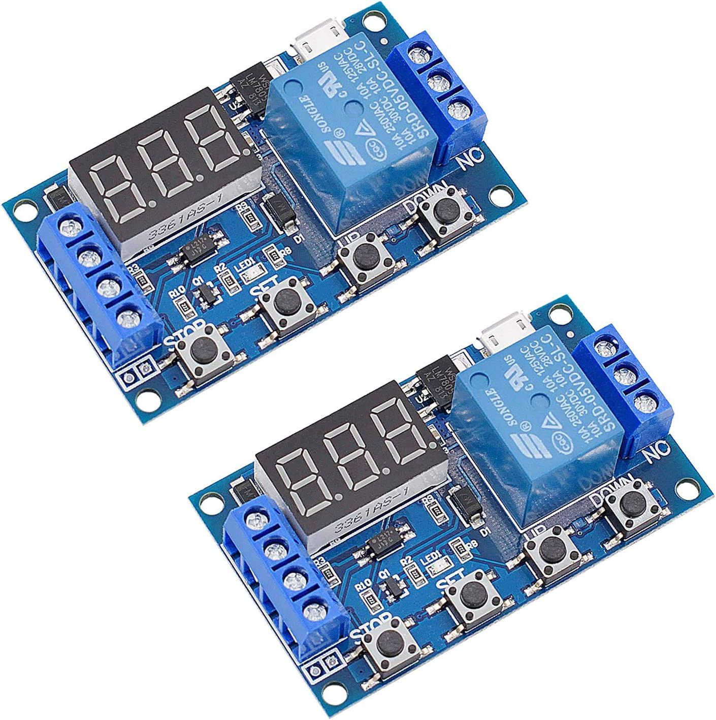 [2 Pack] DC 6-30V Timer Relay Programmable Delay Relay Module Cycle Timer with L