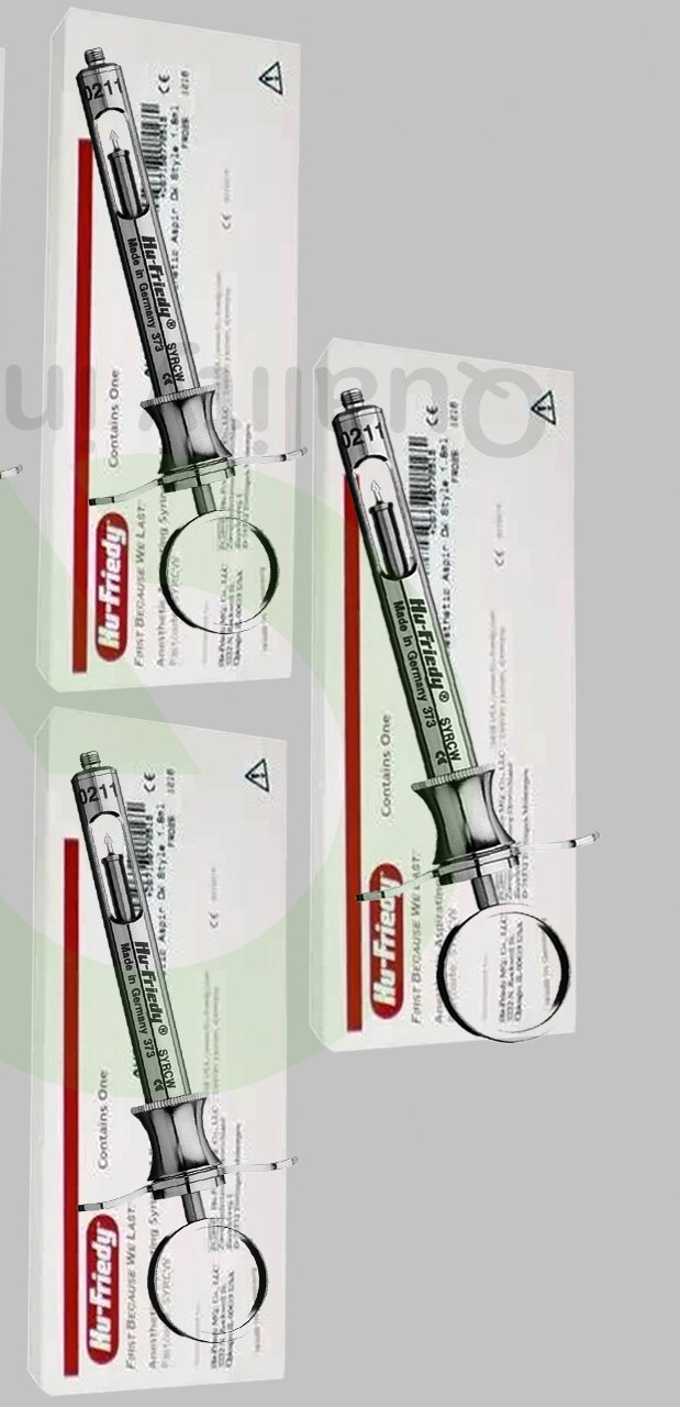 Lot of 5 Hu-Friedy CW Style Dental Anesthetic Aspirating 1.8ml Syringe SYRCW