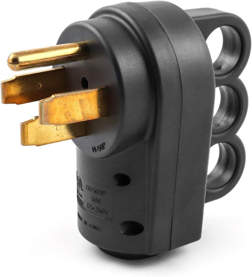 Nema 14-50P 50 Amp Male RV Replacement Plug, 125/250V Power Assembly Plug with H