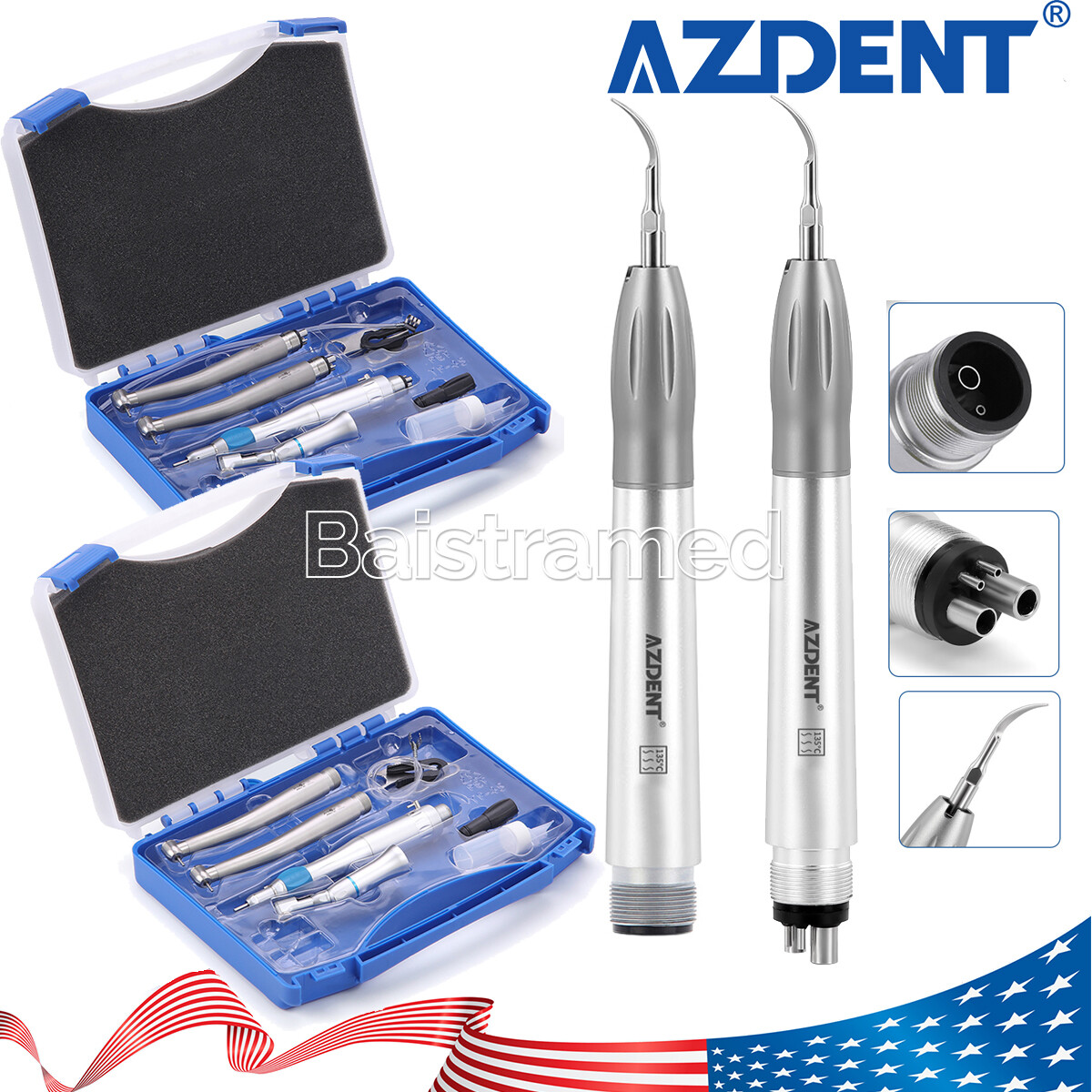 Dental High Speed LED Handpiece &Low Speed Handpiece with Air Scaler Kit 2/4H