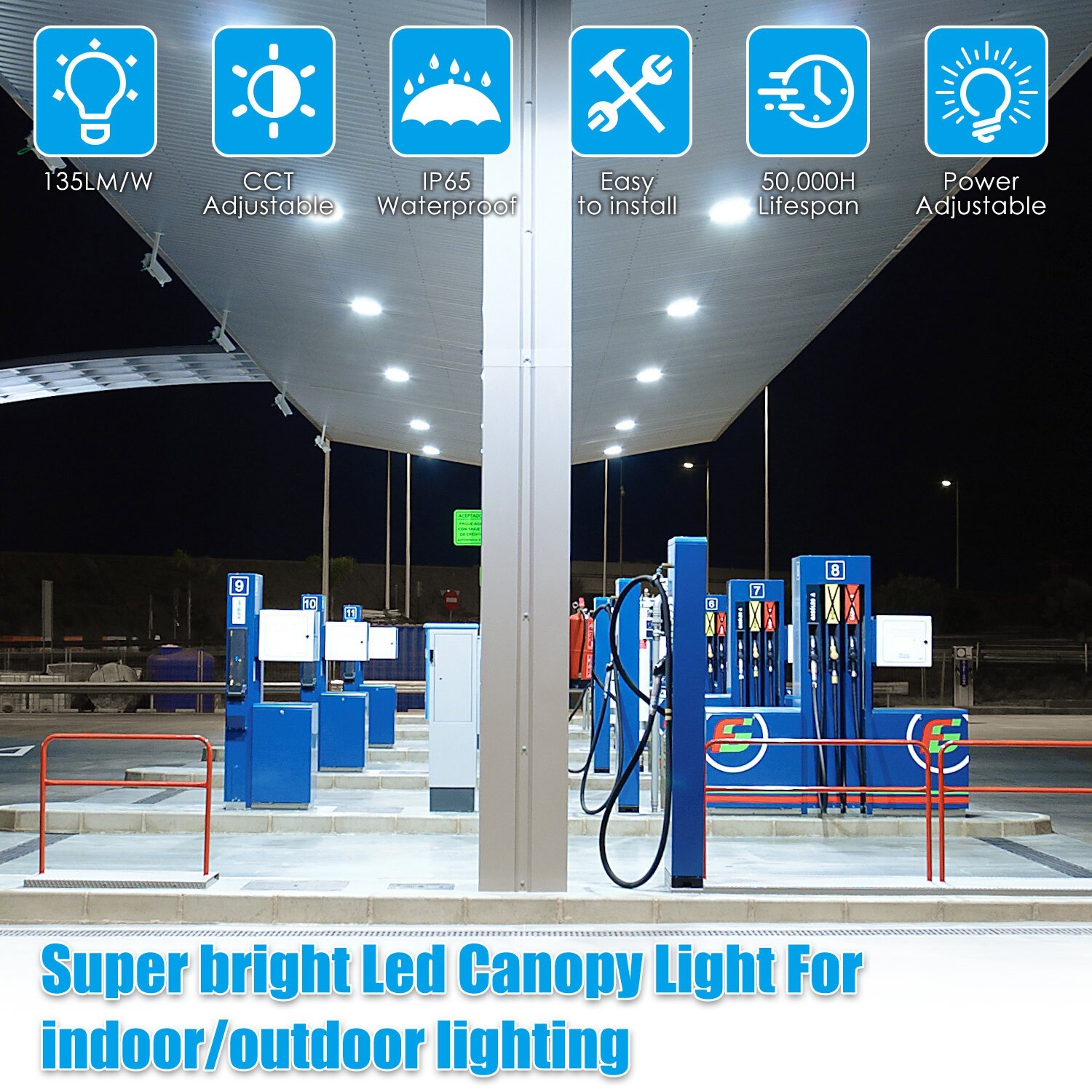 4PACK- IP65 Waterproof Led Canopy Light 100W Outdoor Parking Garage Area Lights