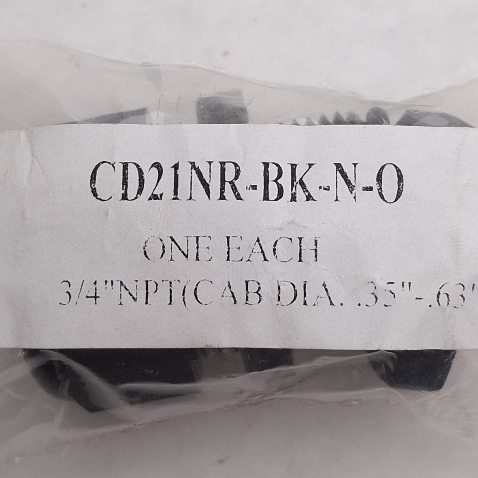 Lot of 10 Sealcon CD21NR-BK-N-O Dome Cable Gland, Nylon, ø0.35-0.63in, 3/4in NPT