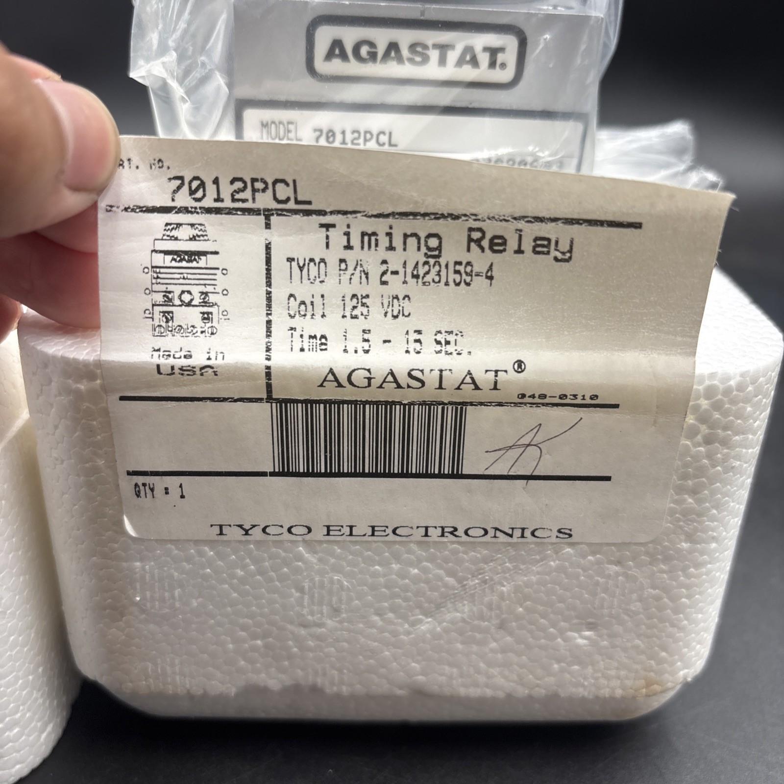 NEW AGASTAT 7012PCL TIMING RELAY / COIL 125VDC / 1.5-15 SECONDS