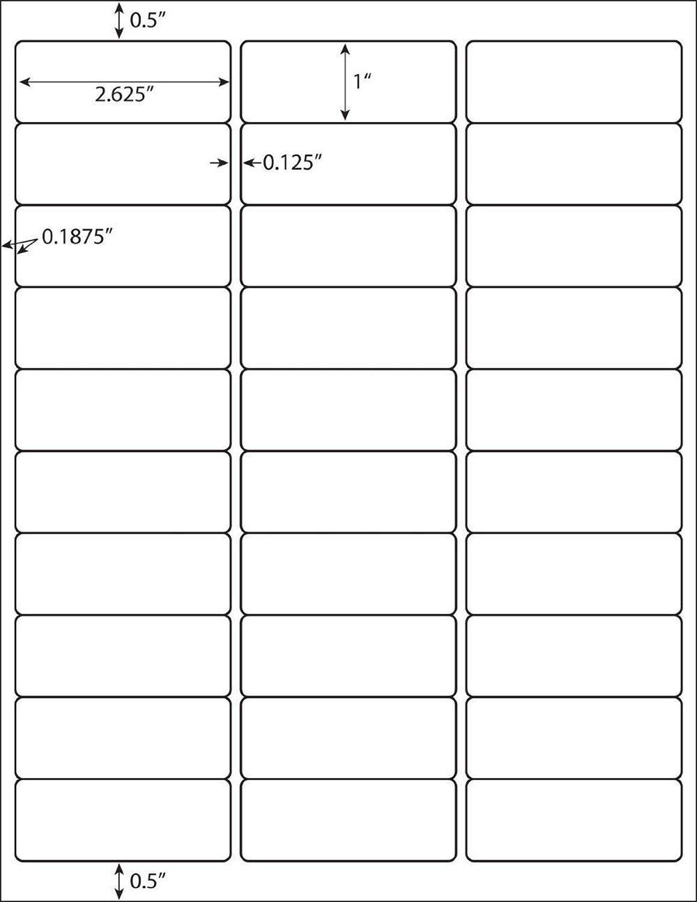Premium Shipping Address Mailing Labels 1″ x 2 5/8″ 30 Labels Per Sheet (30 UP)