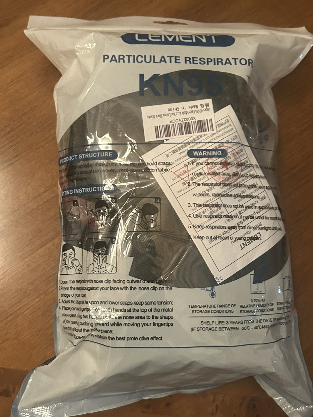 KN95 Lement Particulate Respirator 50 Black Masks GB2626-2019 FACTORY SEALED