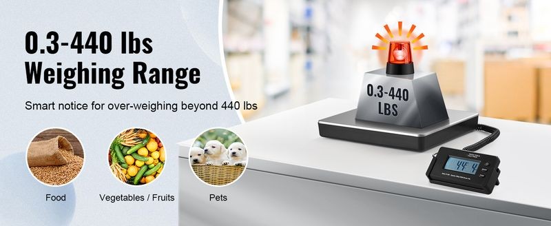 VEROR Shipping Scale Digital Postal Scale 440 lbs AC/DC Package LCD