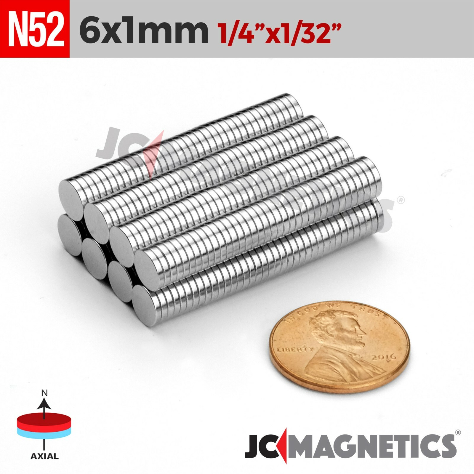 6mm x 1mm N52 Rare Earth Neodymium Small Thin Magnet Round Discs 6x1mm