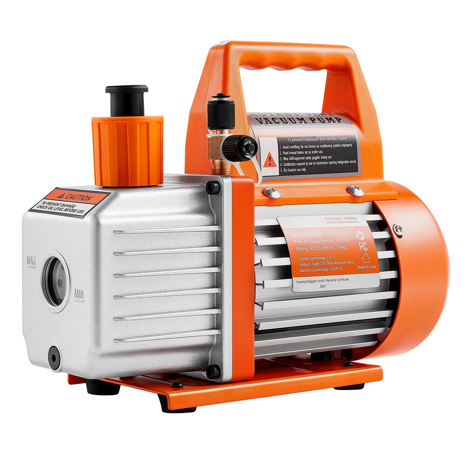 Uimoso 3.5 CFM Single Stage Rotary Vane HVAC Vacuum Pump with Oil