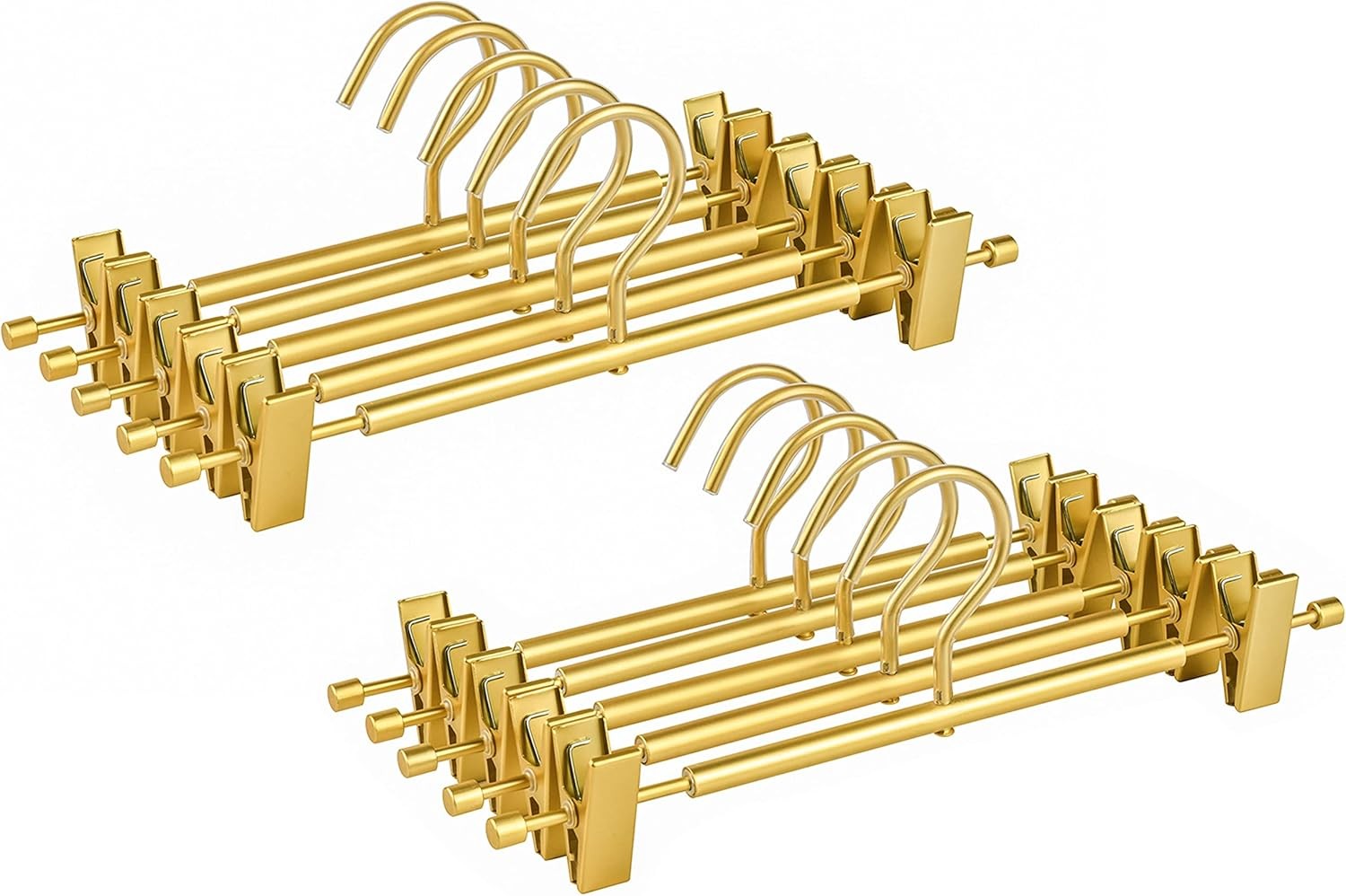 Amber Home 10 Pack Premium Matte Gold Aluminum Pants Hangers,