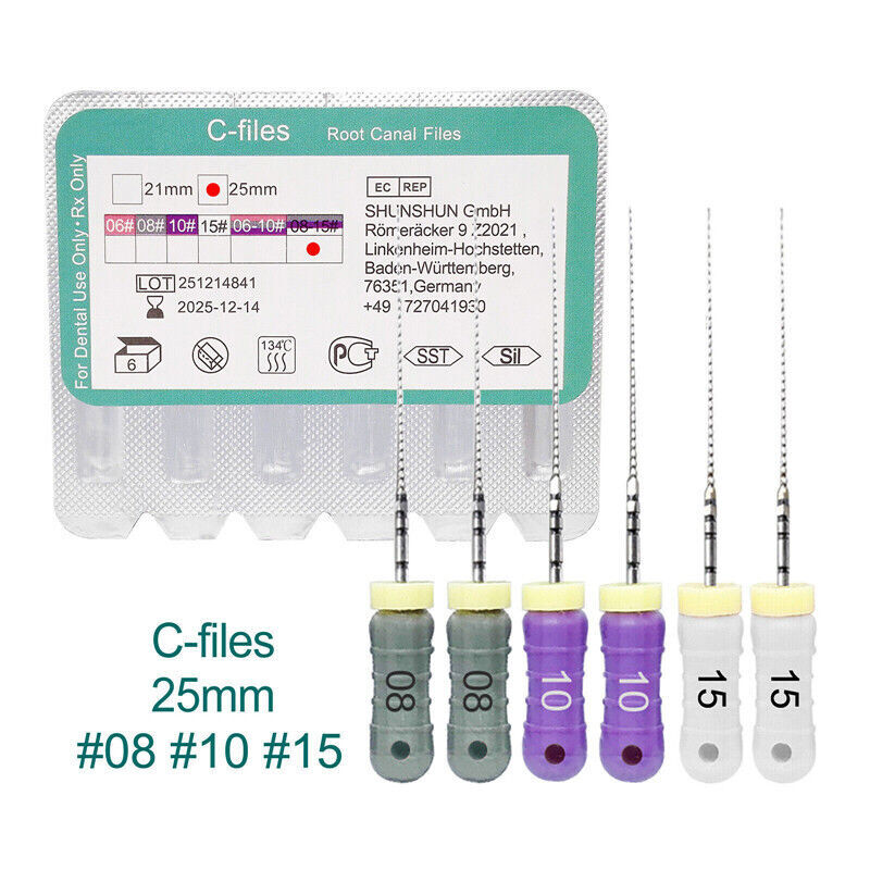 21/25MM C-files Dental Hand Use Endo Root Canal Steel Stainless Steel 6 Pcs/Pack