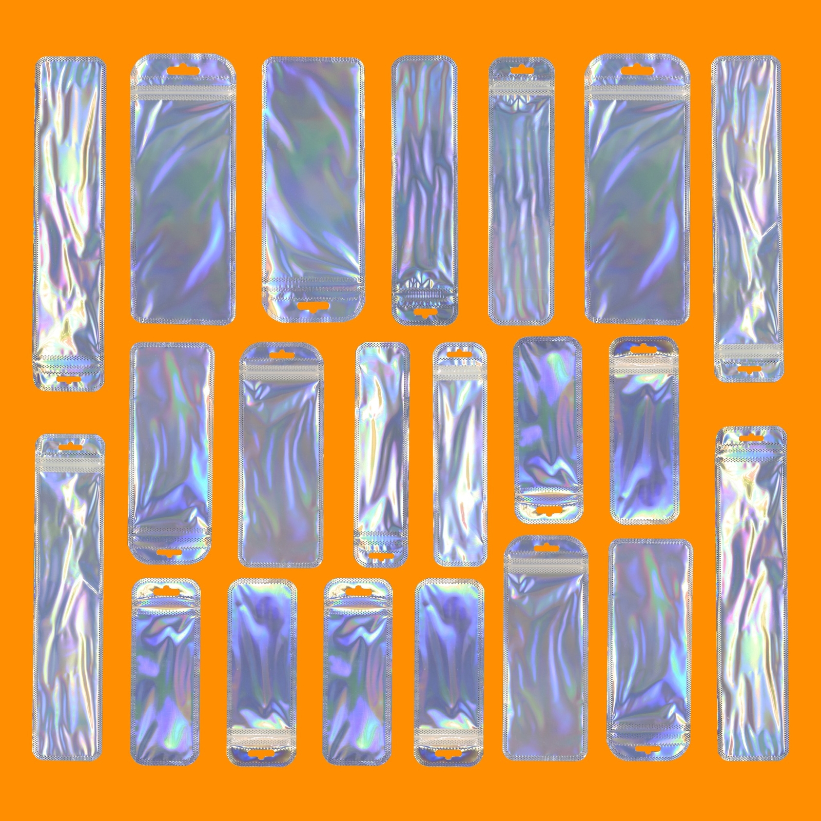 Pack of 100 Clear & Holographic Stationary Beauty Packaging Supply Mylar Bags