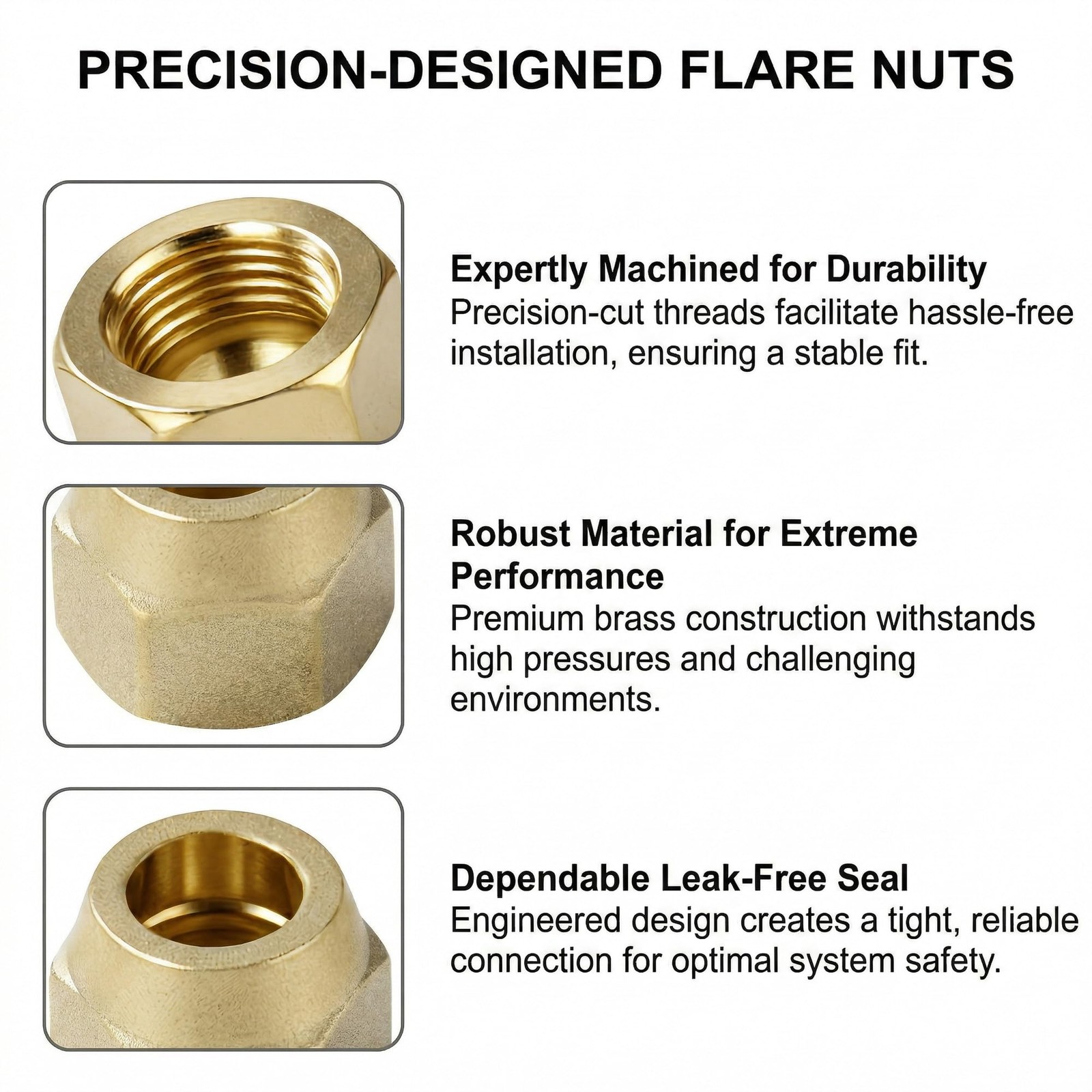 5 Pack 5/8″ Brass Flare Nut, SAE 45 Degree Tube Fitting 5/8in,