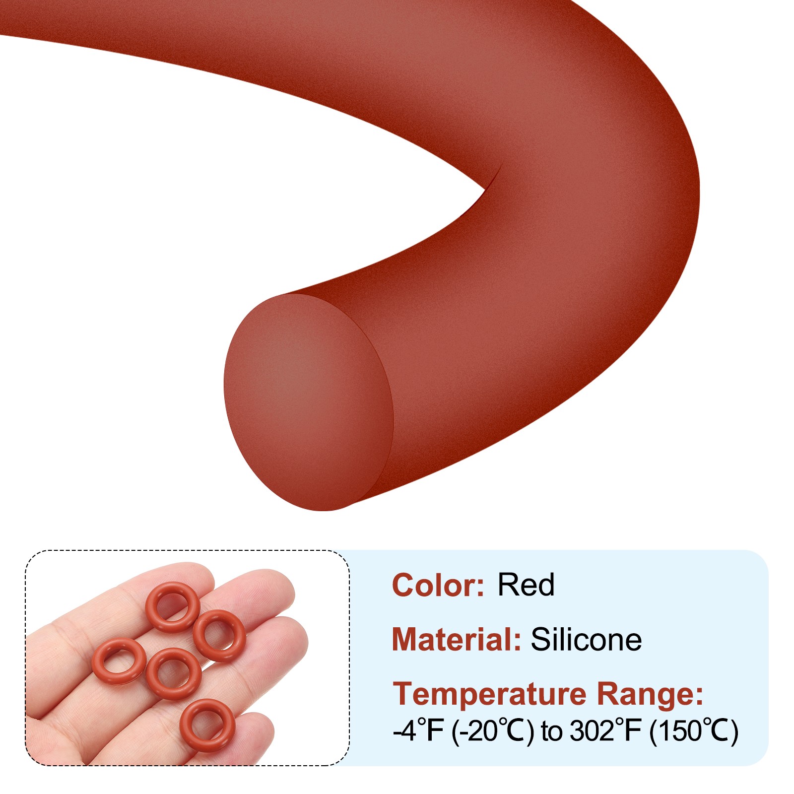 50Pcs Silicone O-Ring 15mm OD 9mm ID 3mm Width VMQ Sealing Gasket, Red